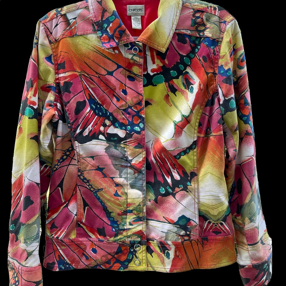 Chico’s Woman’s Jacket Size 1 Butterfly print